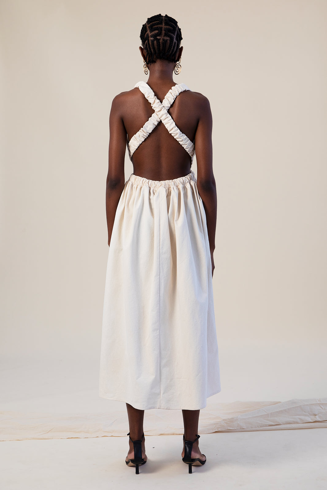 Cross Back Gathered Dress