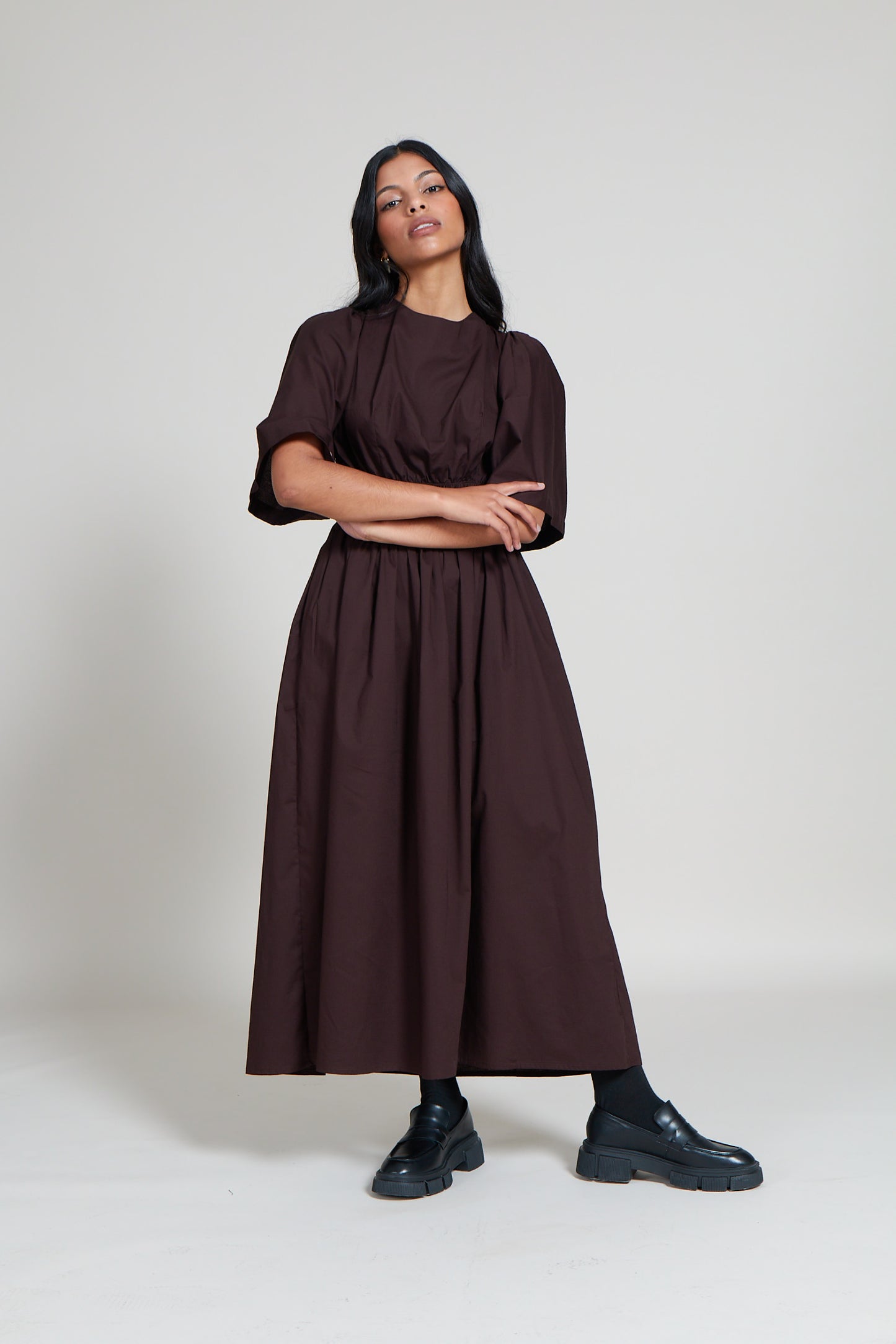 Wide Sleeve Cross Back Dress