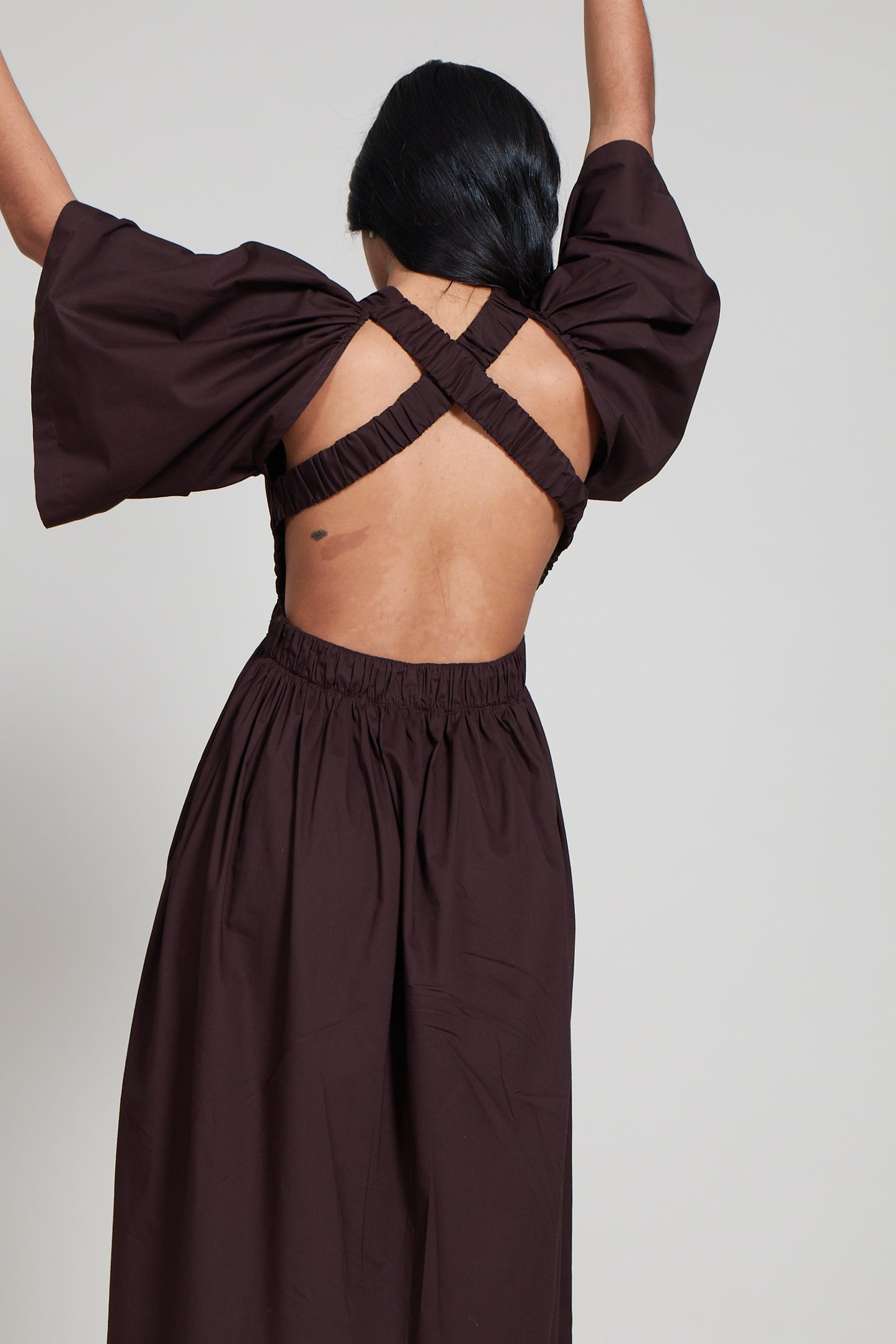 Wide Sleeve Cross Back Dress