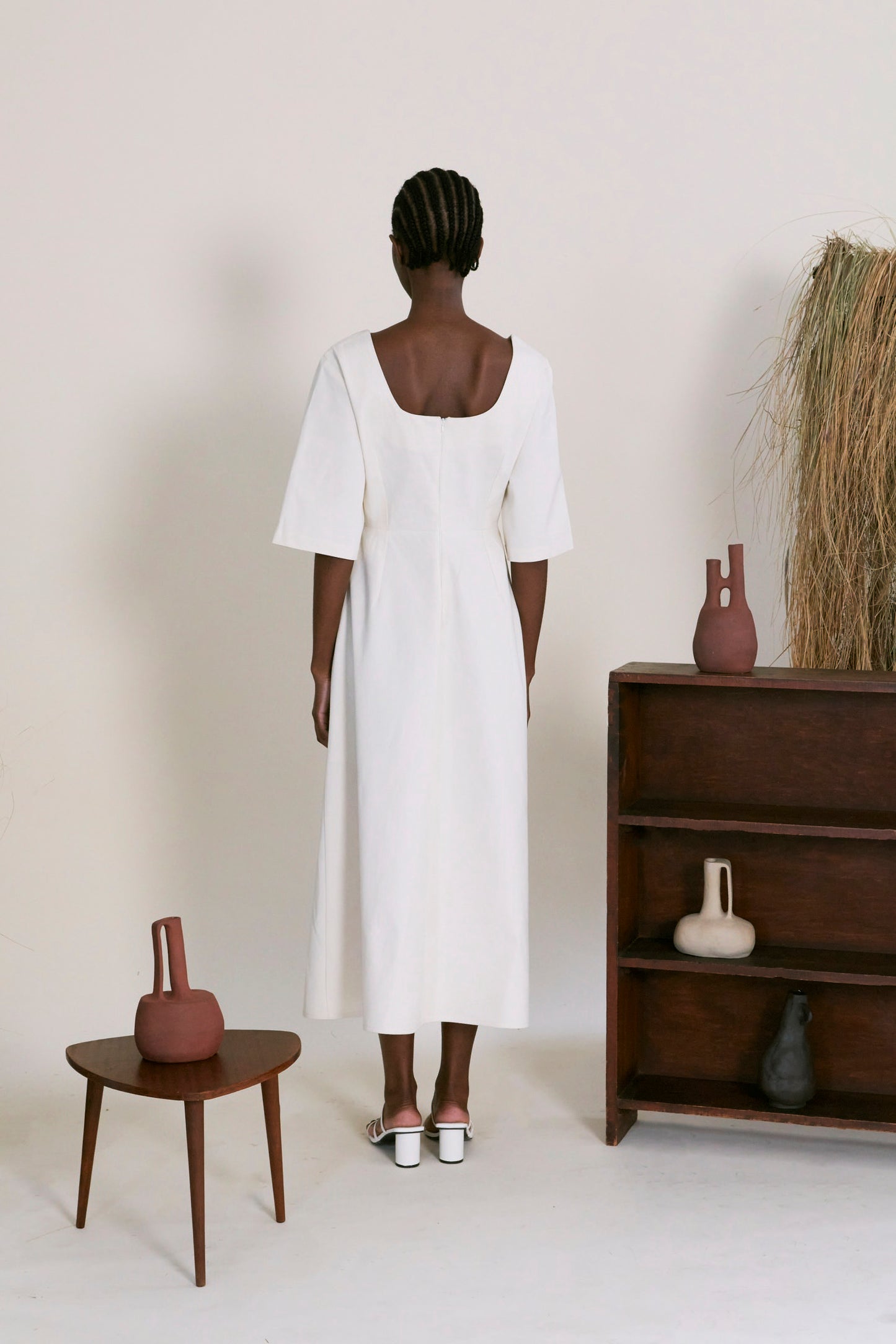 Gathered Bust Half Moon Dress
