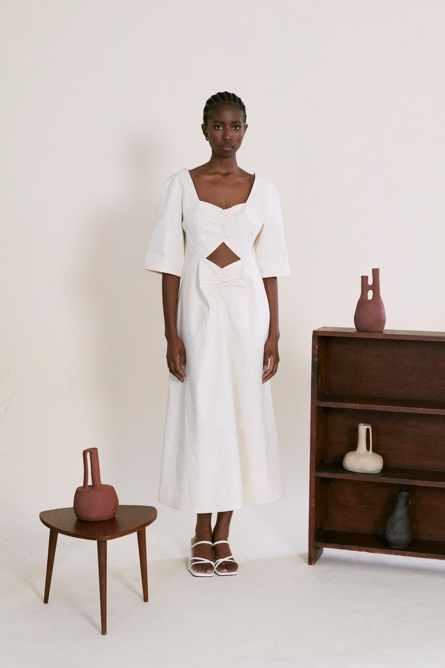 Gathered Bust Half Moon Dress