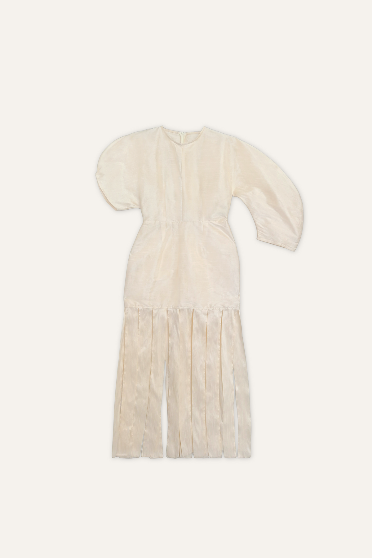 Sculptured Oval Sleeve Tassel Dress