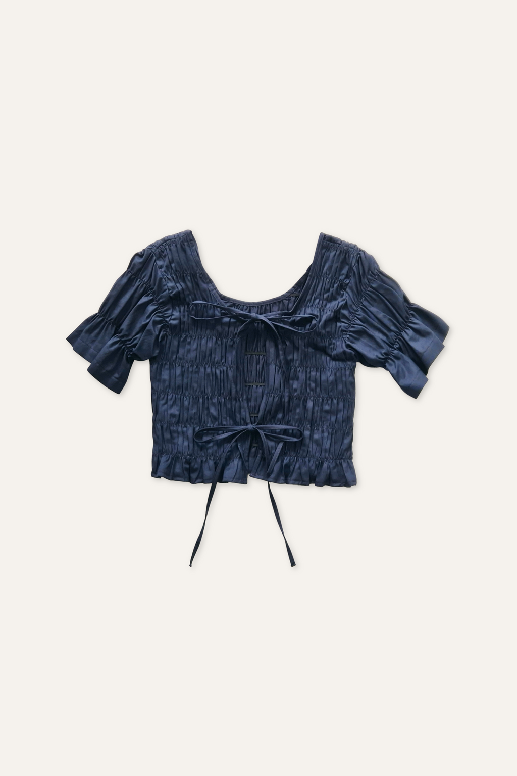 Round Neck Elastic Puff Sleeve Top