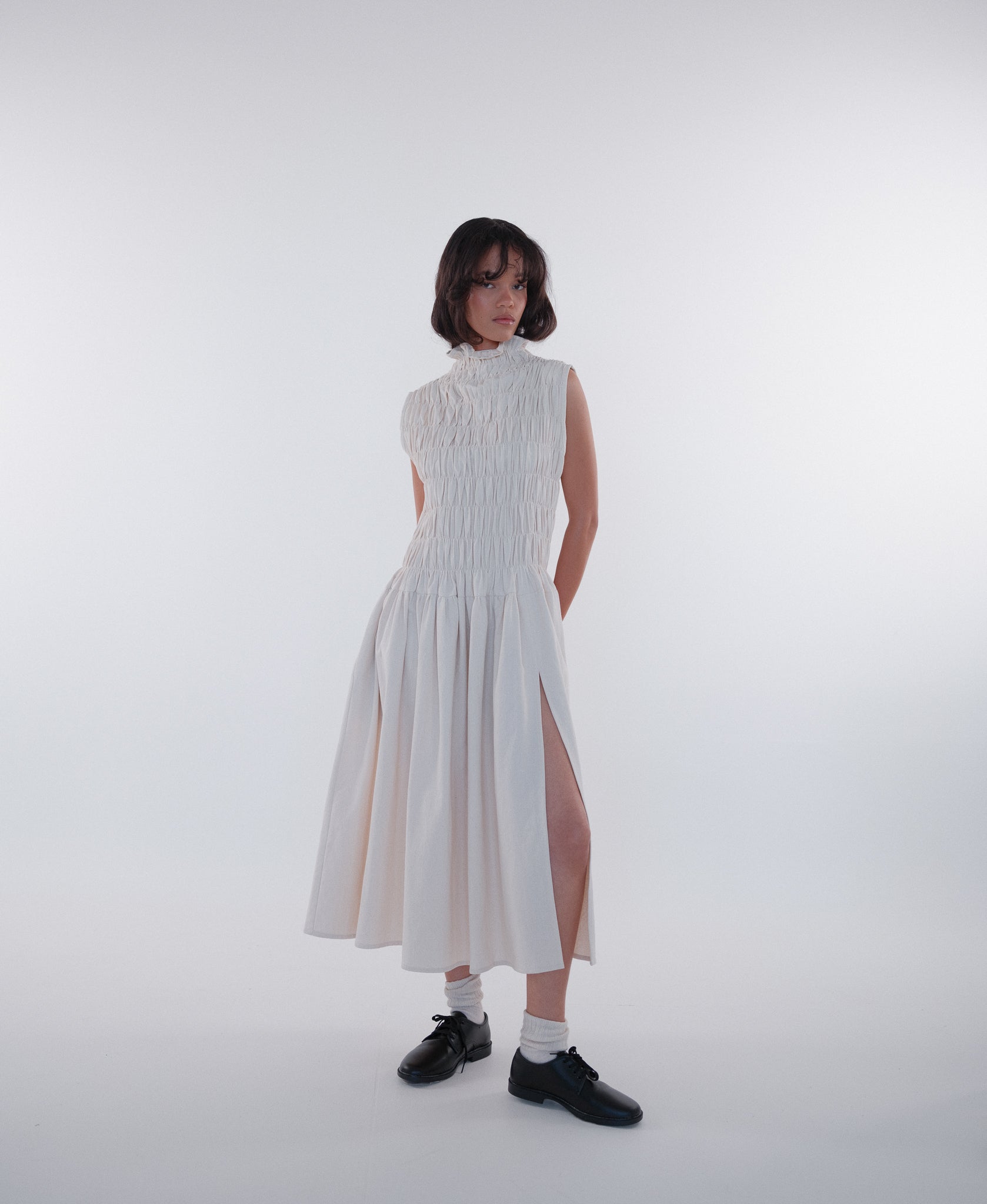 Sleeveless Elastic Gathered Dress