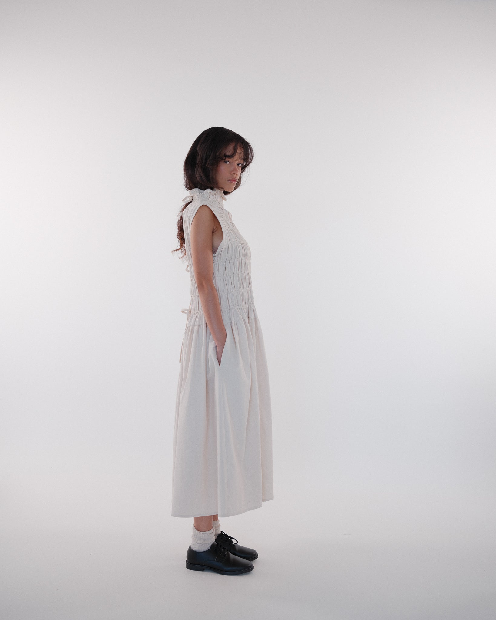 Sleeveless Elastic Gathered Dress