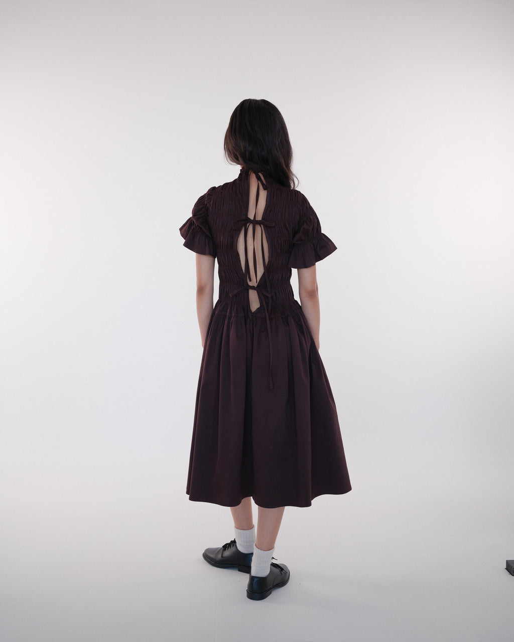 Gathered Elastic Puff Sleeve Dress