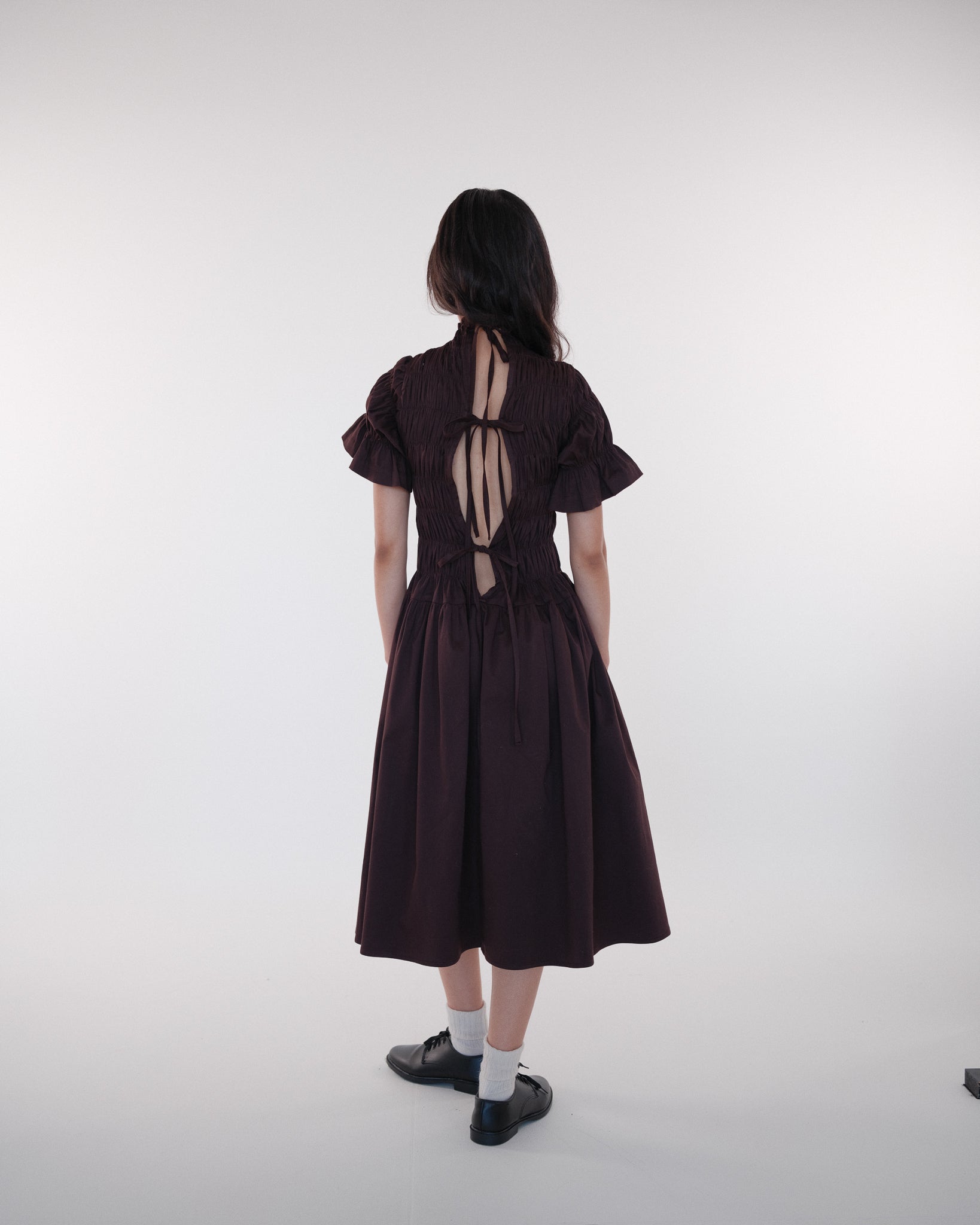 Gathered Elastic Puff Sleeve Dress