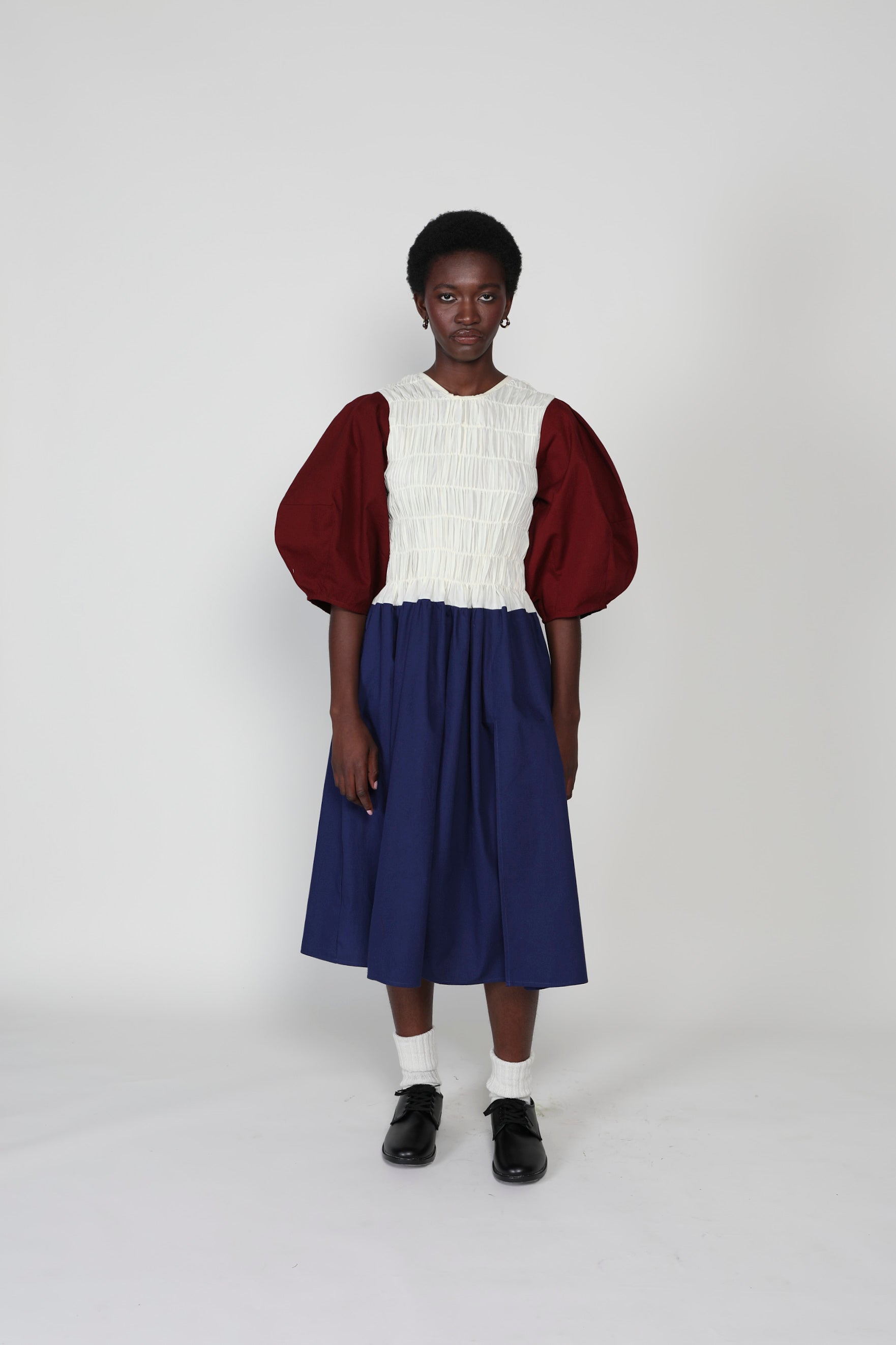 Belle Sleeve Gathered Elastic Dress