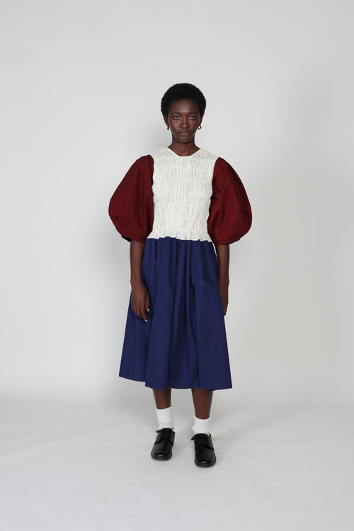 Belle Sleeve Gathered Elastic Dress