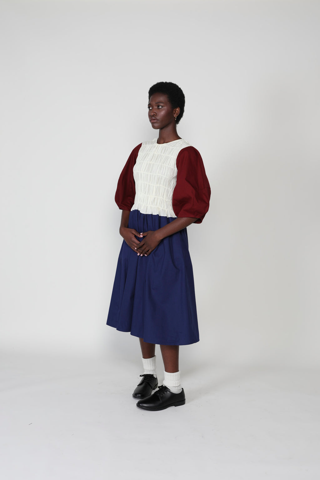 Belle Sleeve Gathered Elastic Dress