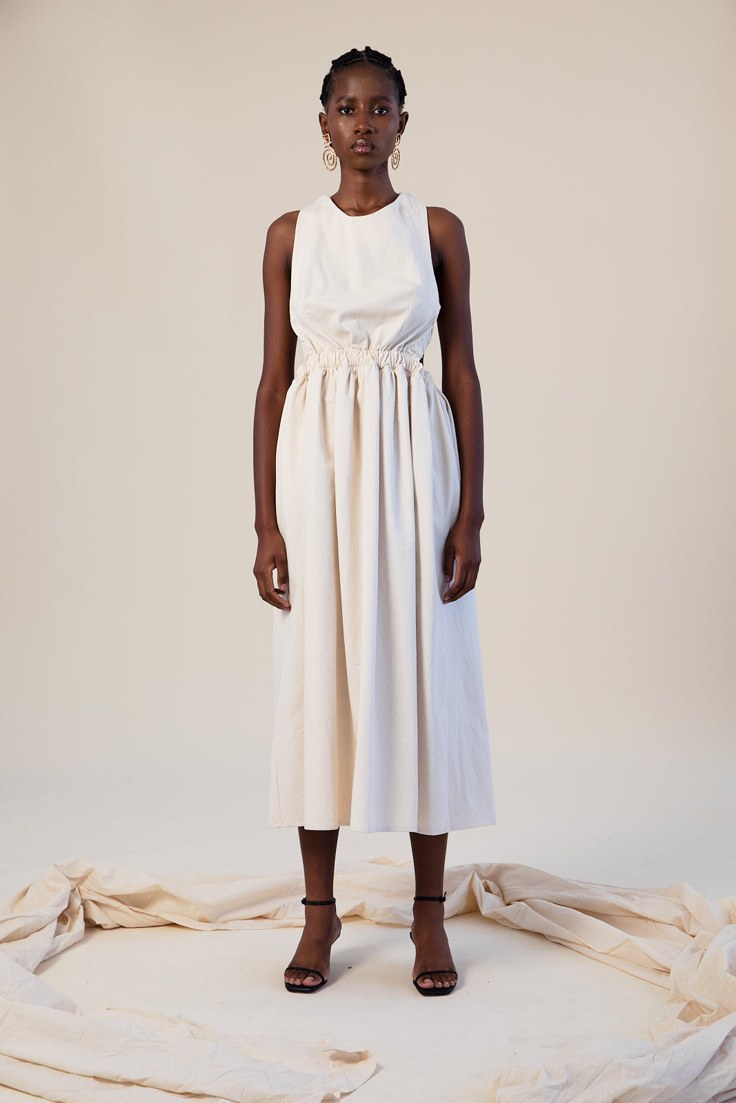 Cross Back Gathered Dress S E L F I