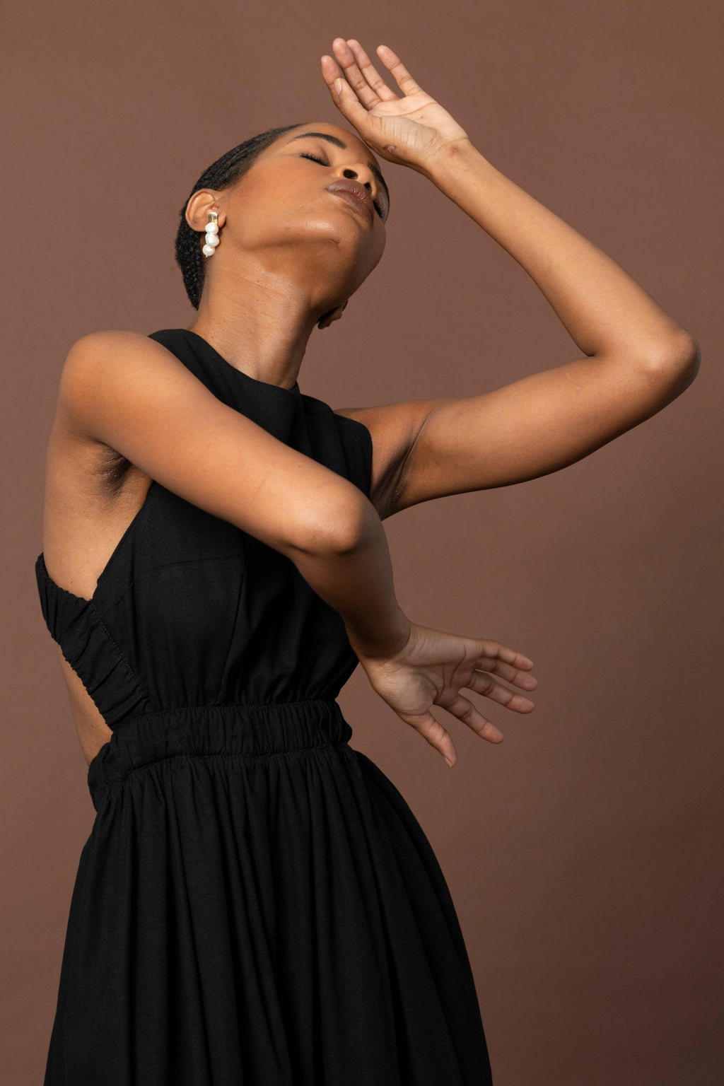Cross Back Gathered Dress