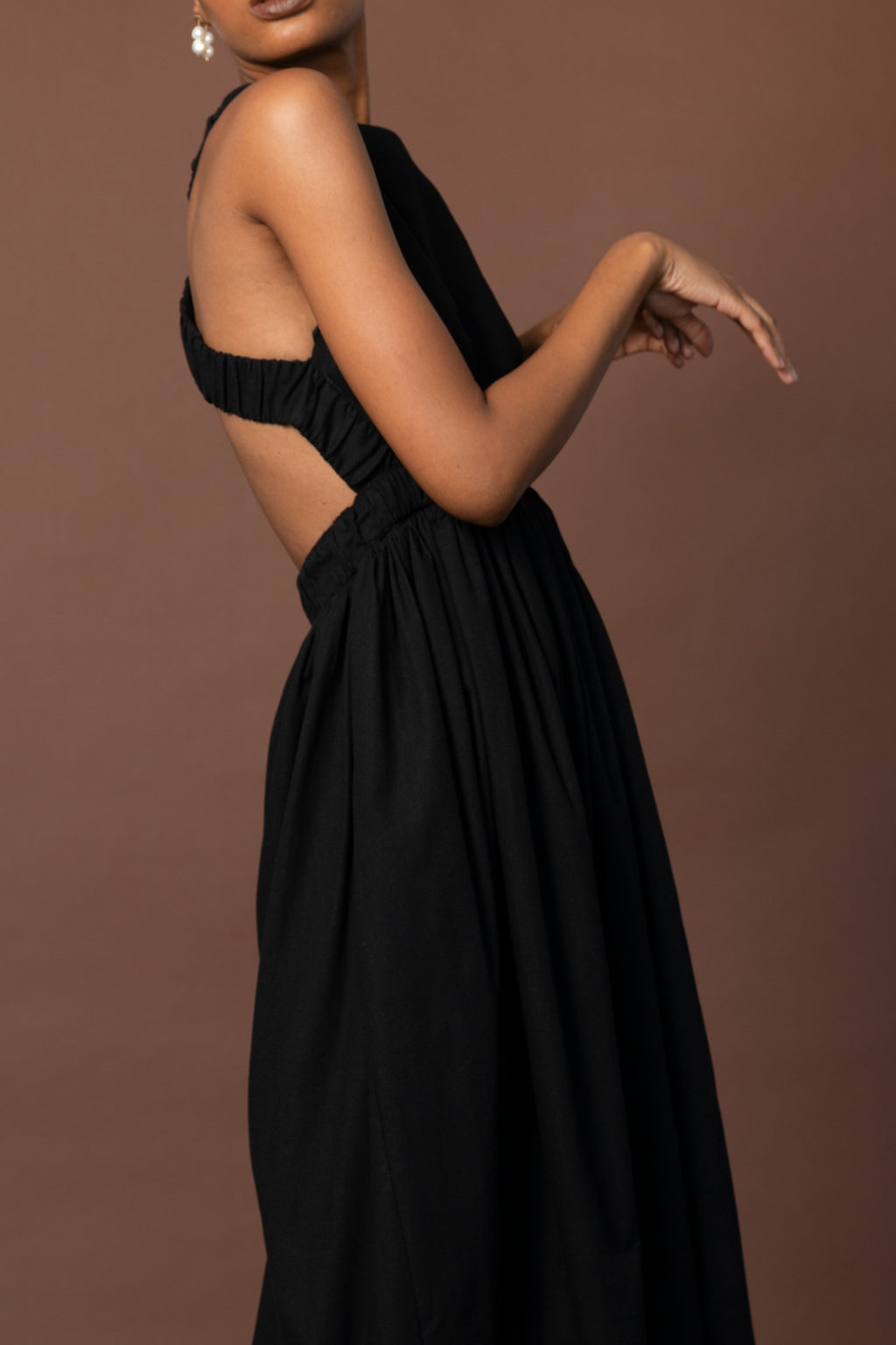 Cross Back Gathered Dress
