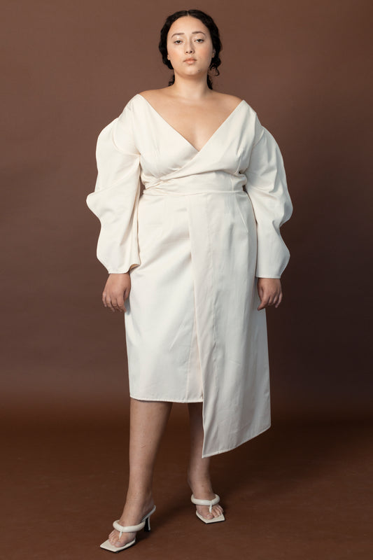 Two Wave Asymmetric Wrap Dress