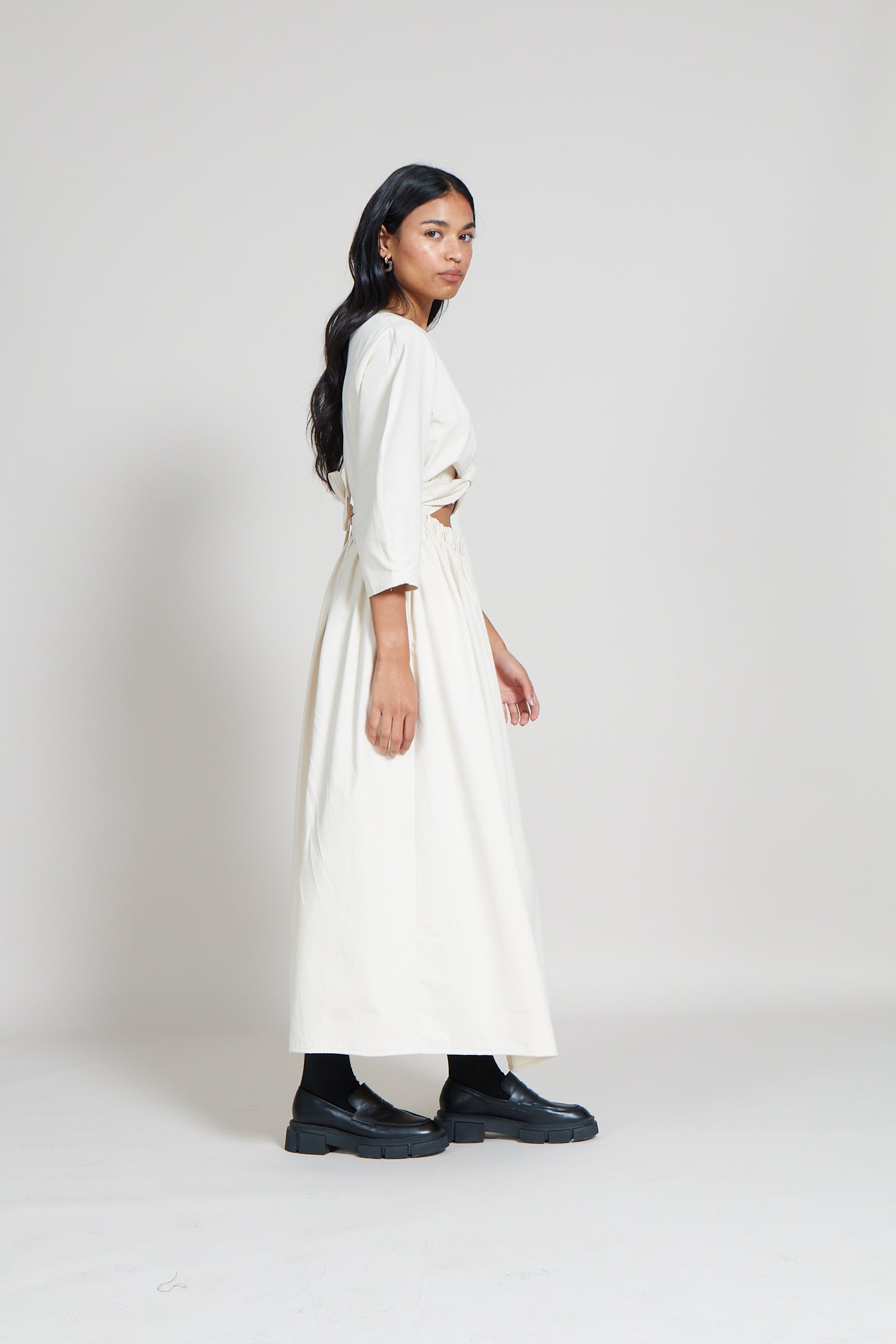 Front Knot Oval Sleeve Dress