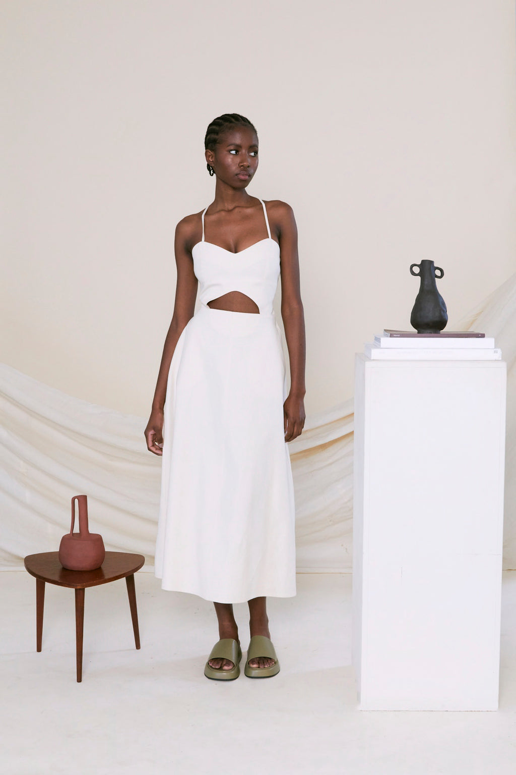 Oval Bust Line Half Moon Dress