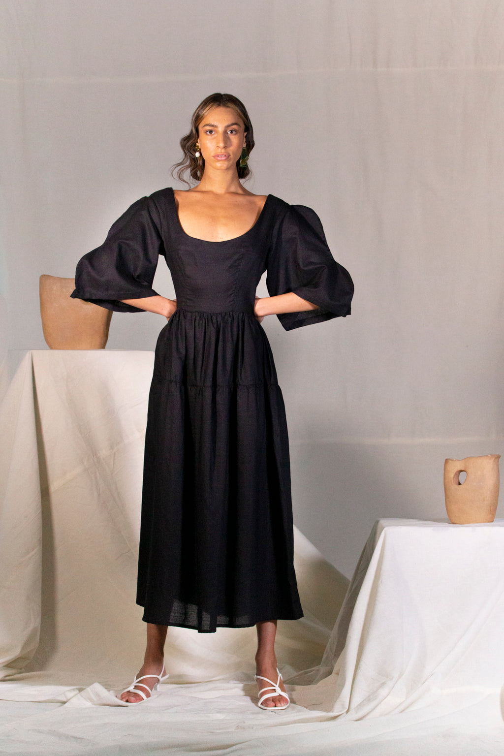 Step Sleeve Flare Dress