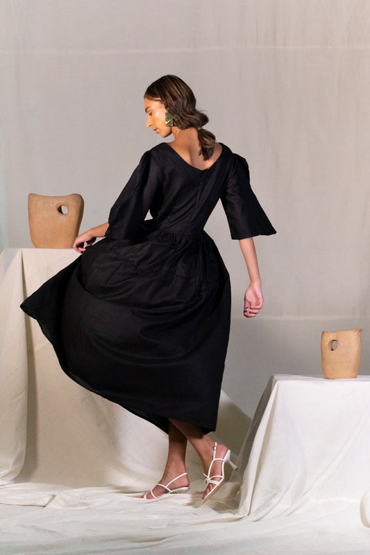 Step Sleeve Flare Dress