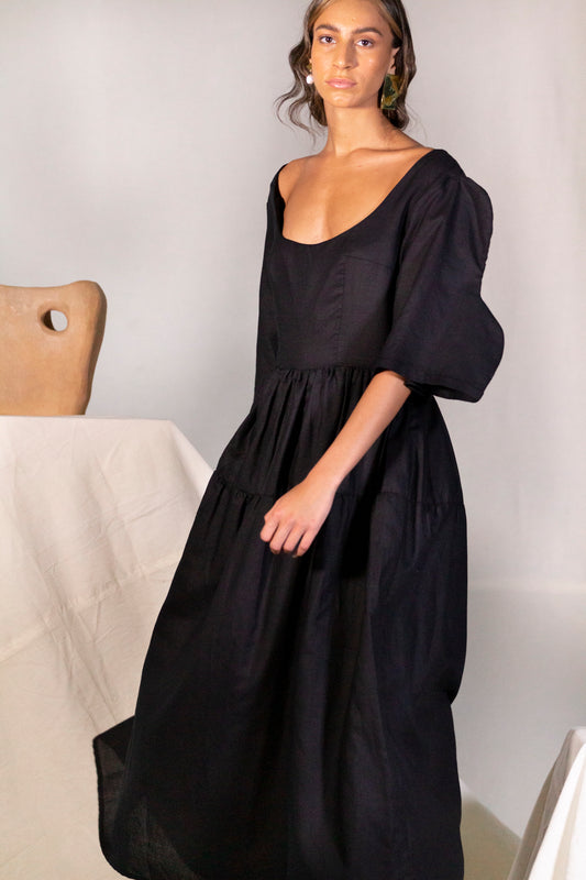 Step Sleeve Flare Dress