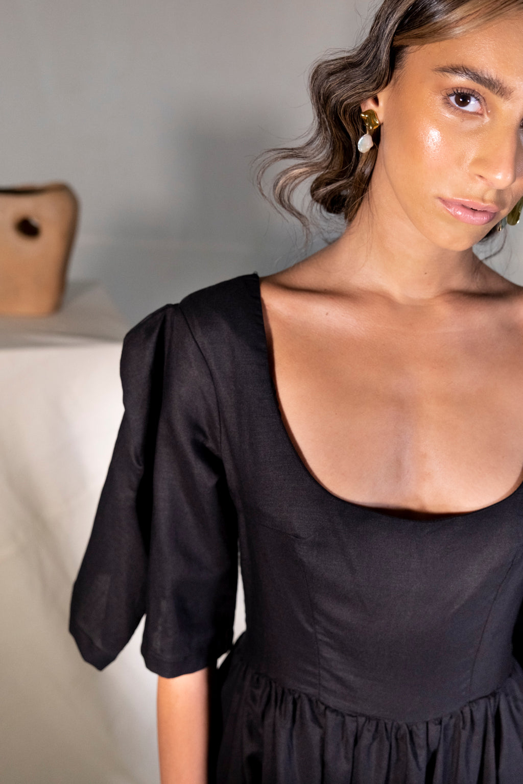 Step Sleeve Flare Dress